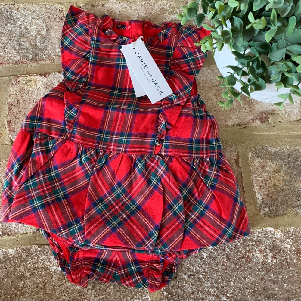 Janie and Jack | Red Plaid Tartan Christmas Outfit | 6-12 Months